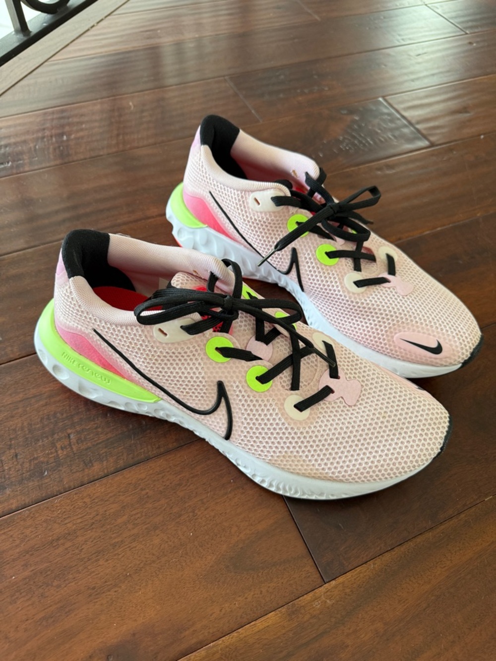 Nike woman’s  Pink and Neon Green Lightweight Mesh Sneakers